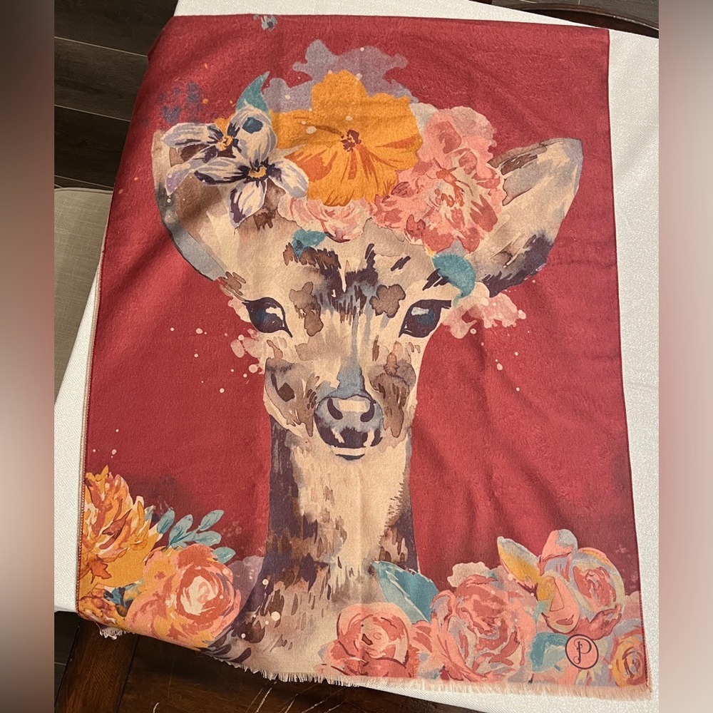 Floral Fawn Print Throw/Scarf
